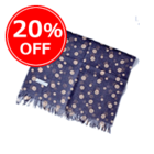 ★期間限定20%OFF★リネンコットンストール(ランダムドットネイビー)【メール便対応可】